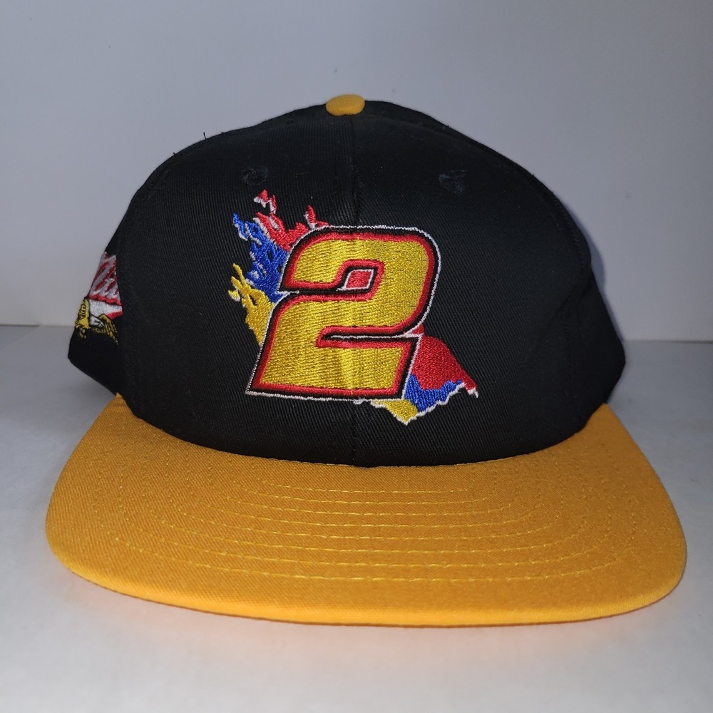 Vintage Rusty Wallace Nascar Snapback Hat Cap Miller Genuine Draft Made In USA